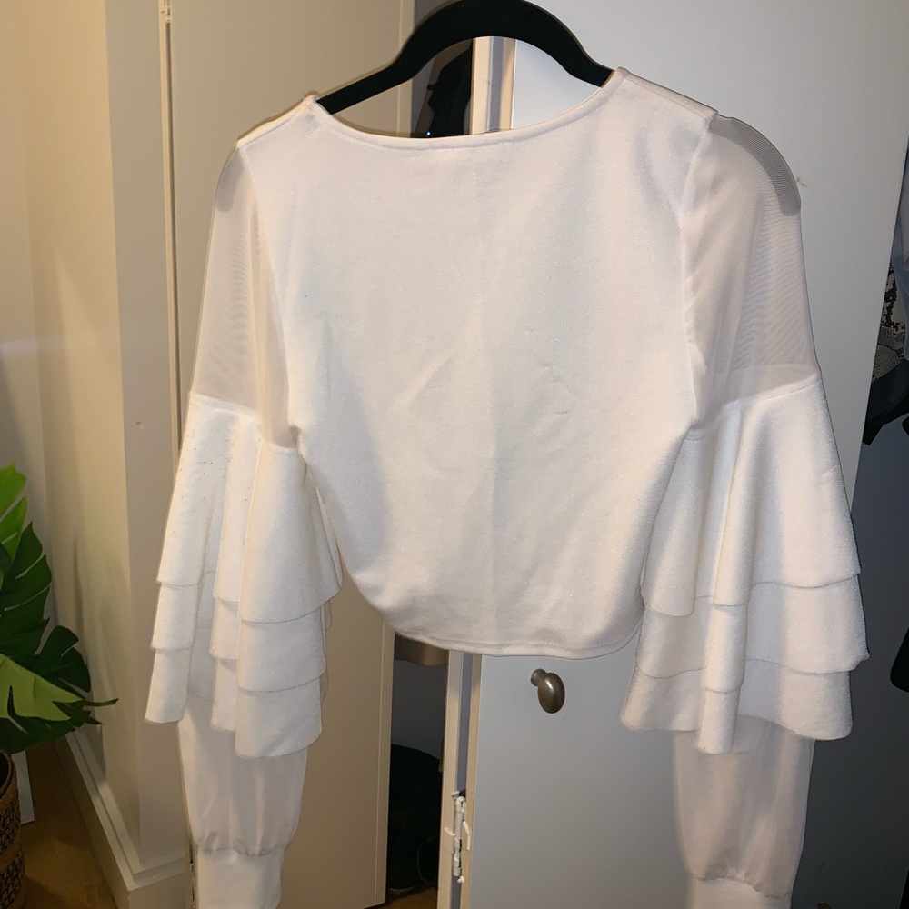 Ruffle white crop top
